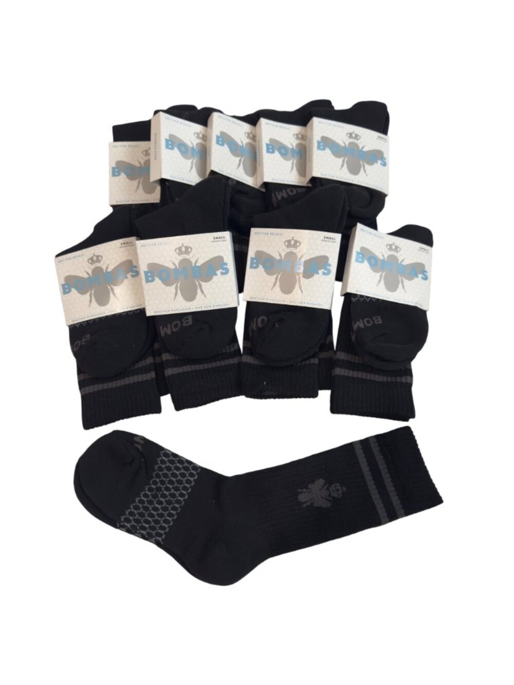 Bombas Crew socks size small black honeycomb arch support stay up antimicrobial - Picture 2 of 14